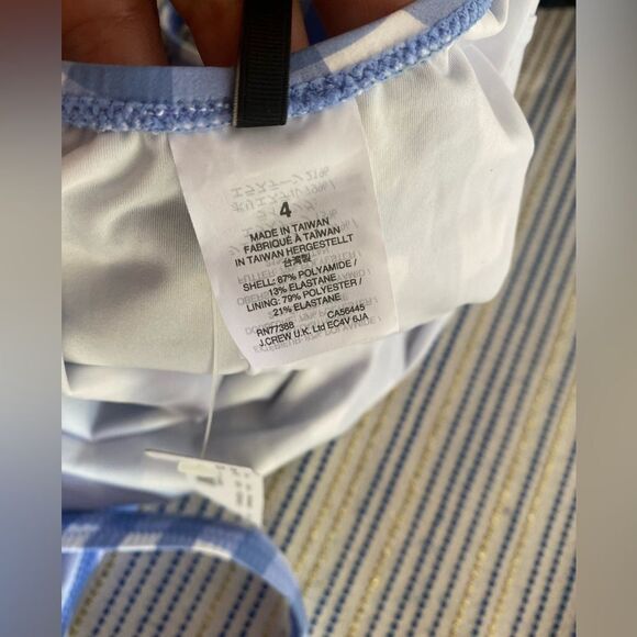 J. CREW Swimsuit Womens Size 4 Gingham Check White And Light Blue One Piece - Picture 8 of 13
